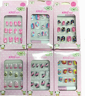 Ногти накладные детские с клеевыми стиками KRG.nail 12 шт  в ассортименте